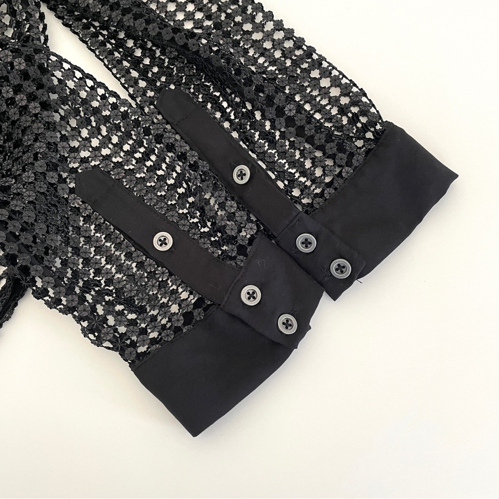 Anthropologie Pilcro Long Sleeve Chainmail Button Down Blouse - Picture 9 of 15